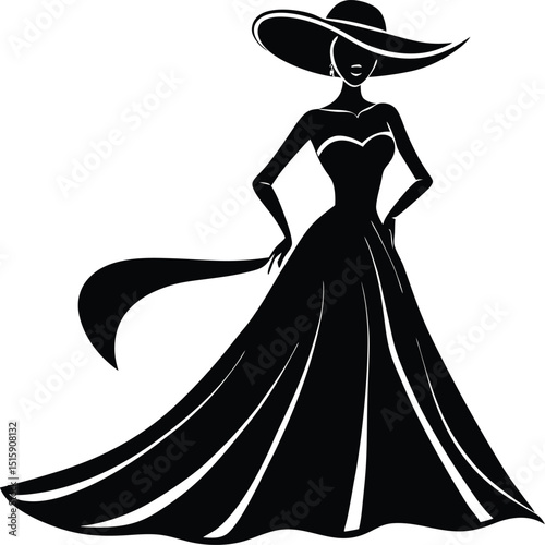 woman in black dress