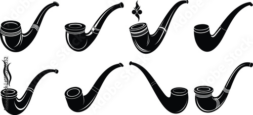  pipe vector illustration of a set of black and white icons