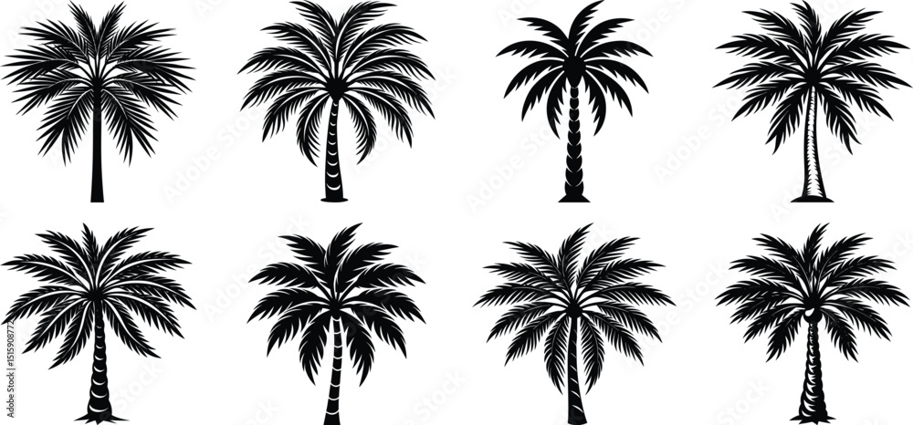 Fototapeta premium set of palm trees icon