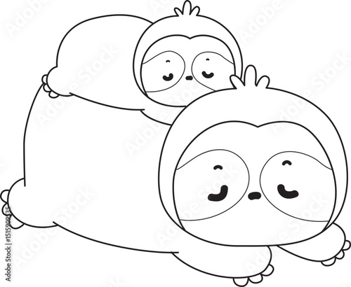 Outline of Funny baby sloth animal series stock illustration