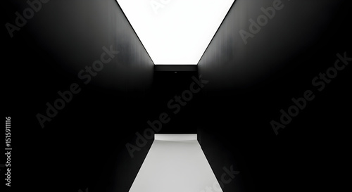 Abstract Corridor With Linear Lighting And Contrasting Tones