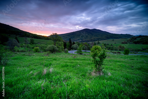 Fototapeta Naklejka Na Ścianę i Meble -  Picturesque sunrise in the National Park. Bieszczady. Wild landscape of Poland.