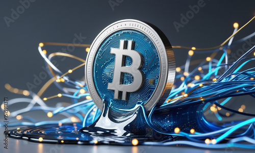 Close up of a bitcoin coin symbol