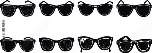 black glasses with a white background