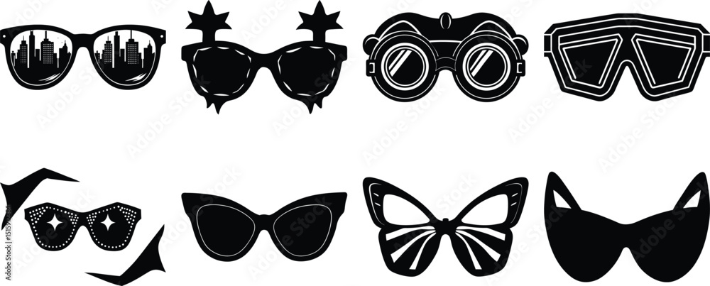 Fototapeta premium set of black and white glasses elements