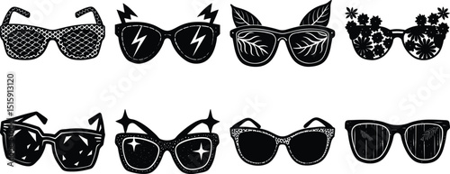 vector illustration of a set of glasses symbols