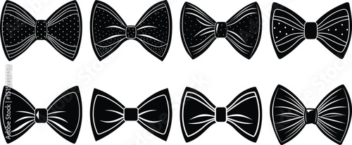 set of black and white bow tie