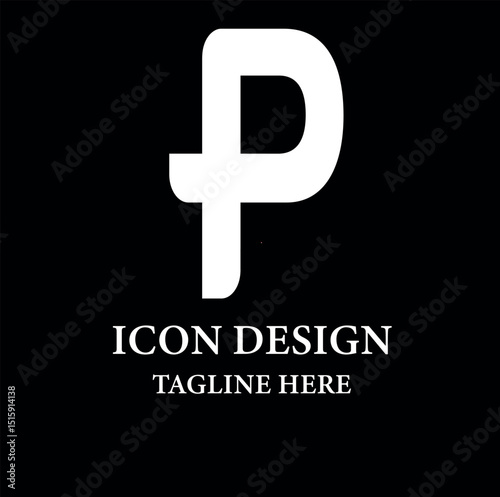 Initial p plain logo design template