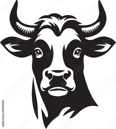Minimalist Black and White Cow Vector Illustration 