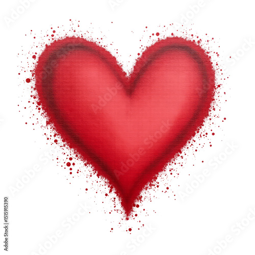 Graffiti Heart Spray-Painted on a Wall Texture – A graffiti heart spray-painted on a textured wall, isolated on a white background.