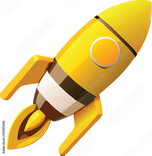 A yellow rocket soaring into the sky: A vibrant illustration depicts a sleek yellow rocket, boldly ascending against a clear backdrop, ready for launch, a testament to ambition, innovation.