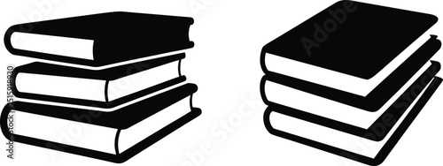Stack of black books silhouette vector, Books icon, Book stack silhouette vector