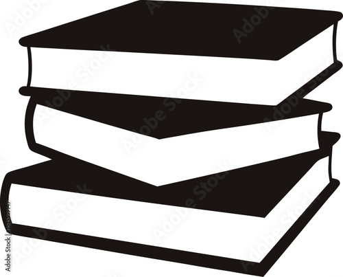 Stack of black books silhouette vector, Books icon, Book stack silhouette vector