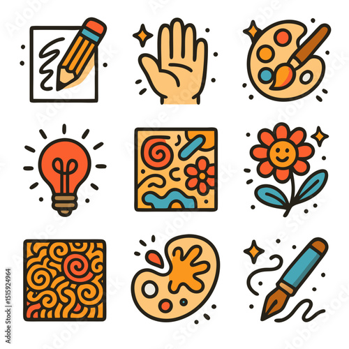 vector doodle painting art icon