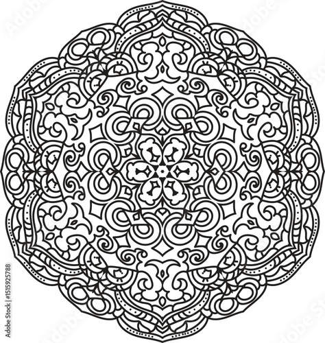 Intricate Black Mandala Design for Relaxation and Creative Coloring - Perfect for Meditation and Stress Relief Art Therapy