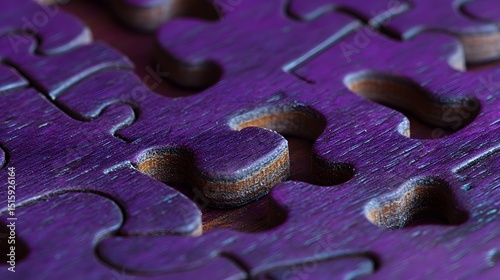Closeup Purple Wooden Jigsaw Puzzle Pieces