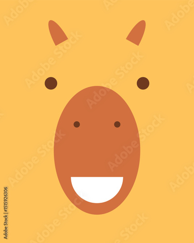 Capybara character. Cute face of animal for baby card, poster, baby shower invitation, nursery wall art, room decoration, printing on fabric, postcard. Flat vector illustration. Picture for applique