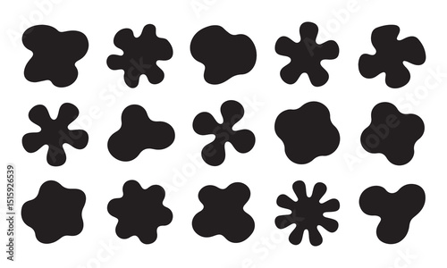 Set of Abstract Blobby Shapes for Design Projects, A collection of twelve unique, black, abstract shapes.