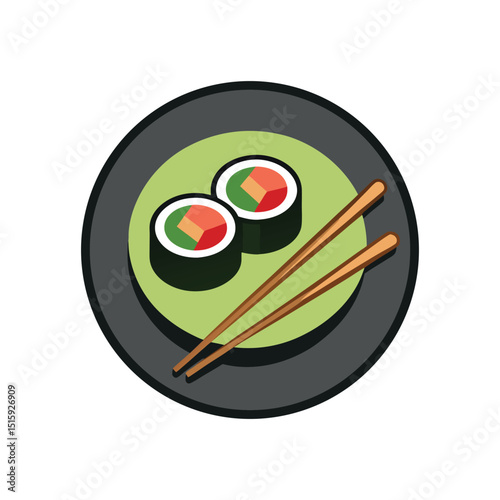 Delicious Sushi Rolls A Culinary Delight on a Plate with Chopsticks