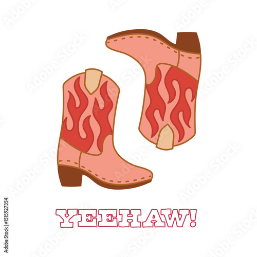 Yeehaw! Playful Cowboy Boots Illustration for Western Graphics