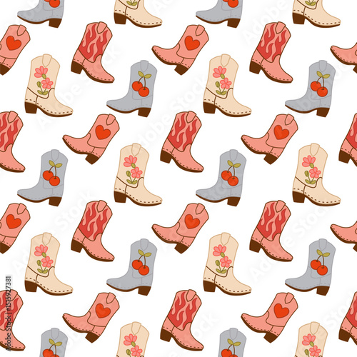 Colorful Cowboy Boots Pattern for Western-Themed Designs