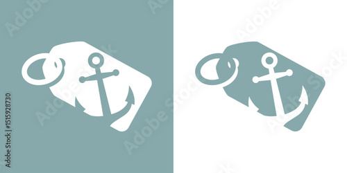 Logo Travel. Silueta de ancla de barco en etiqueta de precio
