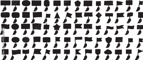 silhouette of hand holding fan banner