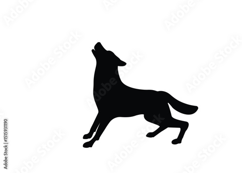 Silhouette of a dog howling. Vector illustration.