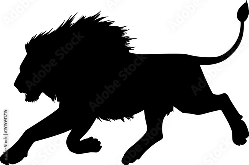 Lion running black silhouette vector