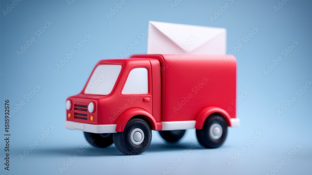 Red Delivery Truck Cartoon Mail Service Illustration Red Delivery Truck Cartoon Mail Service Illustration
