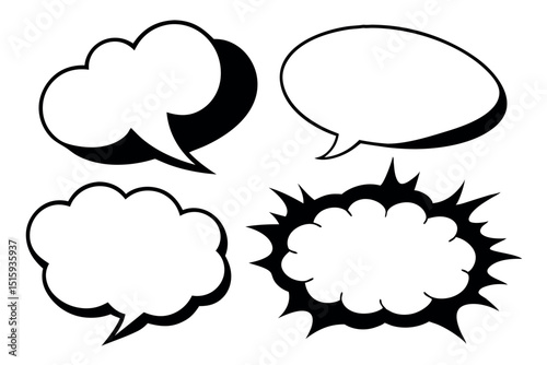 Comic Speech Bubbles: A collection of comic speech bubbles, perfect for adding text and dialogue to your graphic projects.
