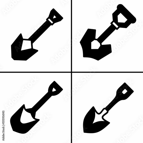 Vector black and white illustration of shovel icon for business. Stock vector design.