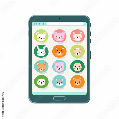 A kids’ learning tablet with animal icons and rounded shape
