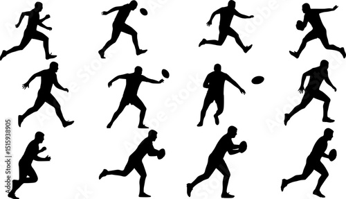 set of rugby silhouettes
