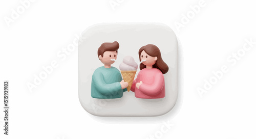 A couple shares a sweet moment with an ice cream. 