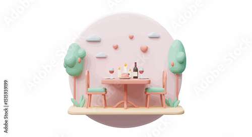 Romantic dinner scene. 