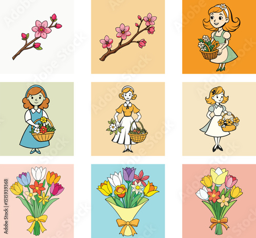 set of funny cartoon animals