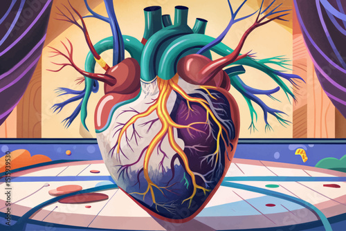 Realistic Human Heart Anatomy on isolated background vector