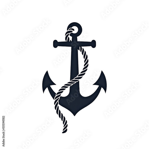 Stylized anchor wrapped with rope in a bold and simplistic design