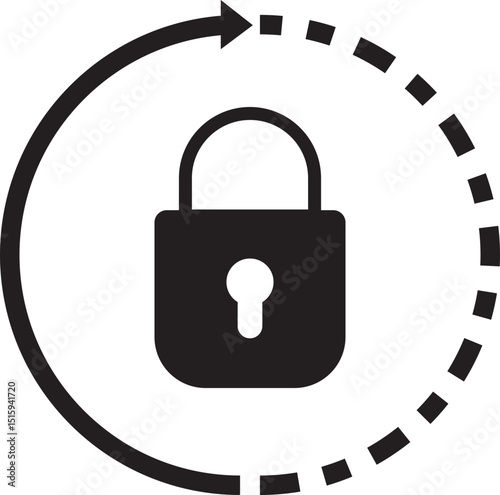 Reset password icon in flat style. Refresh rotate Lock vector. Privacy and security symbol. Rotation sign illustration. Infographic element for app logo, website button banner and ui, ux interface .
