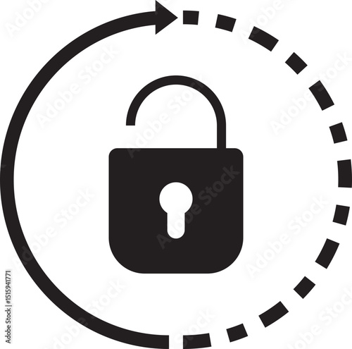 Reset password icon in flat style. Refresh rotate Lock vector. Privacy and security symbol. Rotation sign illustration. Infographic element for app logo, website button banner and ui, ux interface .
