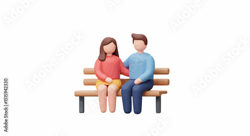 An artistic rendering of a couple sitting intimately on a bench, evoking warmth and companionship. 