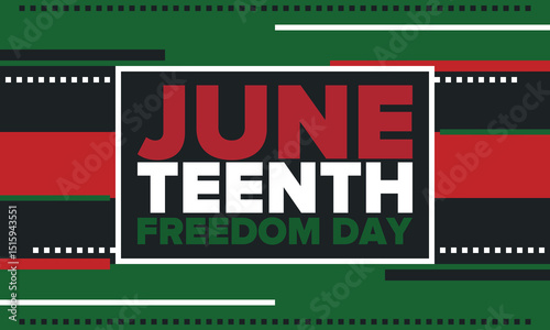 Juneteenth Independence Day. Freedom or Emancipation day. Annual american holiday, celebrated in June 19. African-American history and heritage. Poster, greeting card, banner and background. Vector