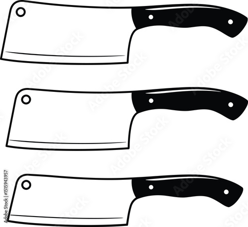 Sharp Cleaver Knife Silhouette Black White Precision Knife