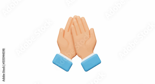 Two hands pressing together in a gesture of prayer or supplication. 