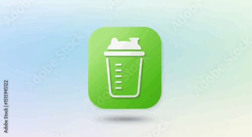 A modern-looking, vibrant green protein shaker on a soft, gradient background, representing a healthy lifestyle