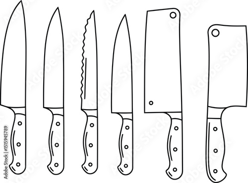 kitchen knife set outline featuring chef bread utility paring cleaver
