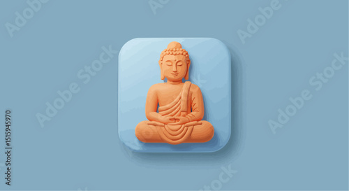 Buddha statue in meditation pose on a blue background
