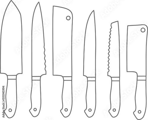 kitchen knife set with chef bread utility paring cleaver sketch