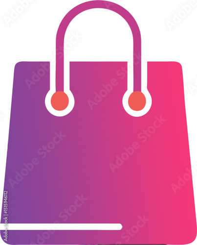 Flat shoppGradient Purple and Pink Shopping Bag Vector Icon for Retail, E-commerce, and Sales